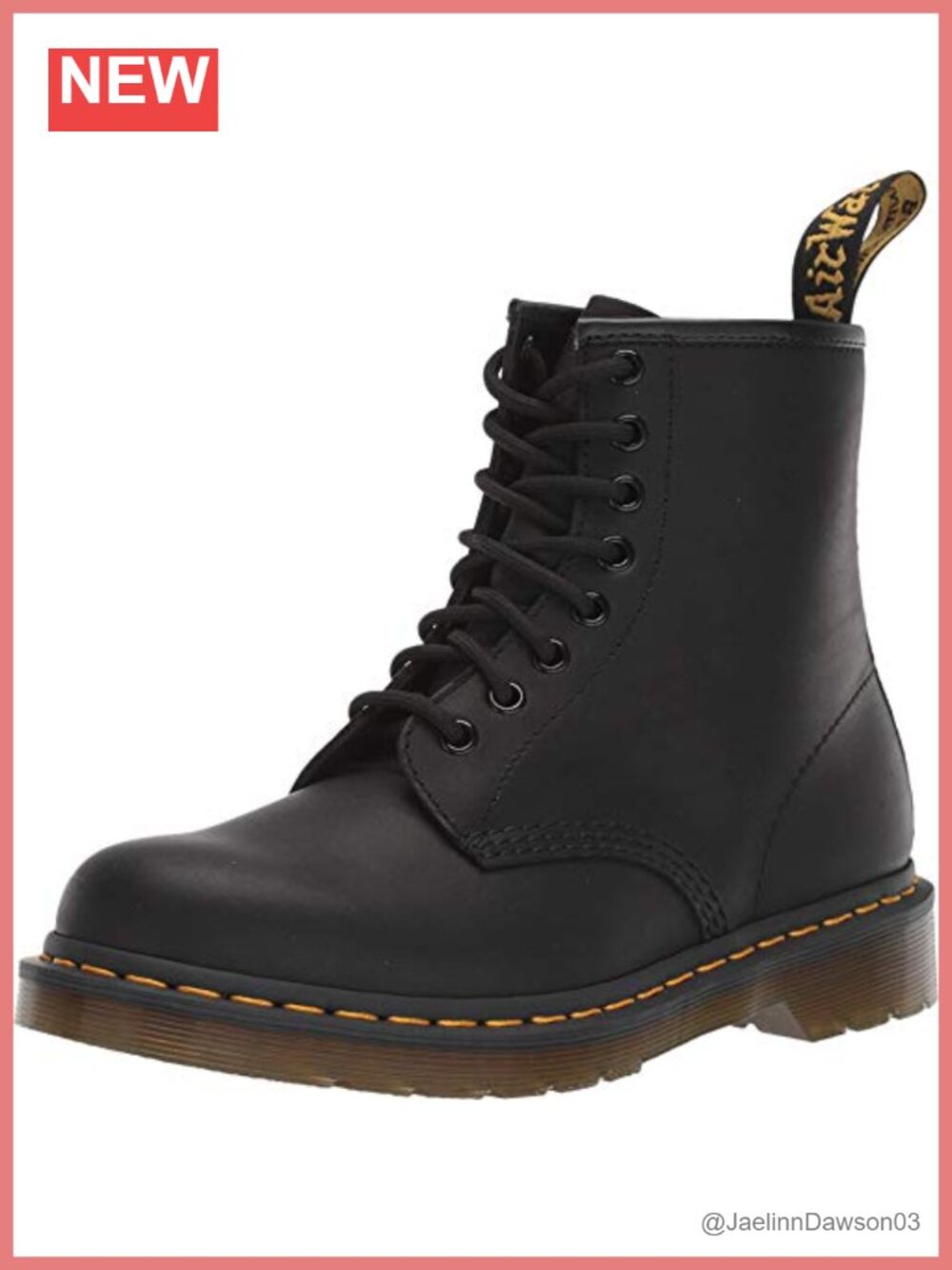 8-Eye Combat Boots Leather Lace-Up Round Toe Men's